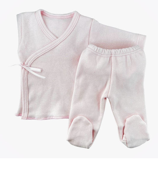 Ajuar de 2 piezas PREMATURO Liso con cinta