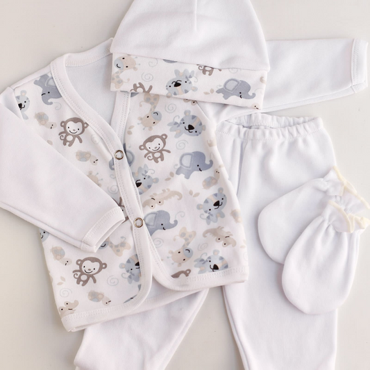 Ajuar 4 piezas Batita Estampada