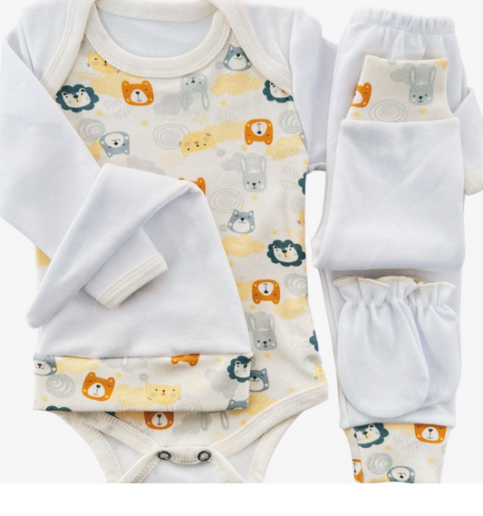 Ajuar 4 piezas Body Americano Estampado